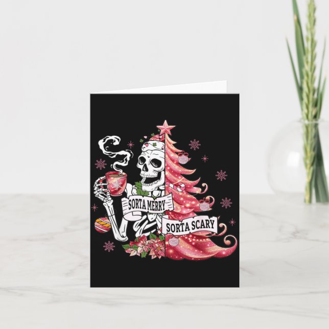Cartão Sorta Merry Sorta Y Funny Skeleton Christmas  (Frente)