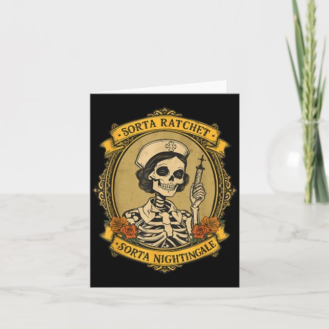 Cartão Sorta Ratchet Sorta Nightingale Skeleton Nurse Hal (Frente)