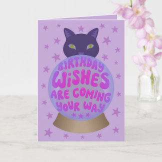 Cartão Sorte de Aniversário do Gato Preto