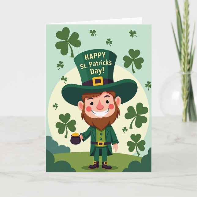 Cartão Sorte do Shamrock Leprechaun (Frente)