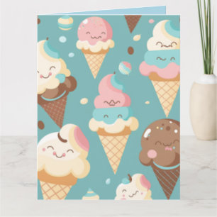 Cartão Sorvete colorido fofo