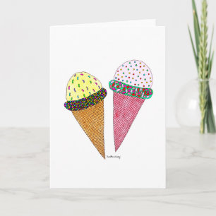 Cartão Sorvete de Aniversário Colorido Bonito