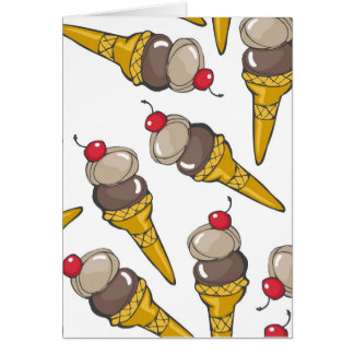 Cartão sorvete desarrumado do chocolate com cereja
