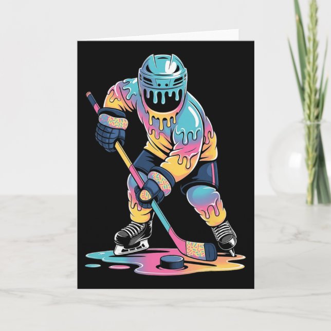 Cartão Sorvete Divertido de Hockey Pingando Meninos Joven (Frente)