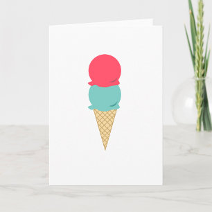 Cartão Sorvete Whimsical Double Scoop Cone