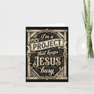 Cartão Sou Um Projeto Que Mantém Jesus Ocupado Fé Vintage