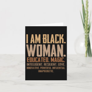 Cartão Sou uma mulher negra educada, Mágica, junte preto