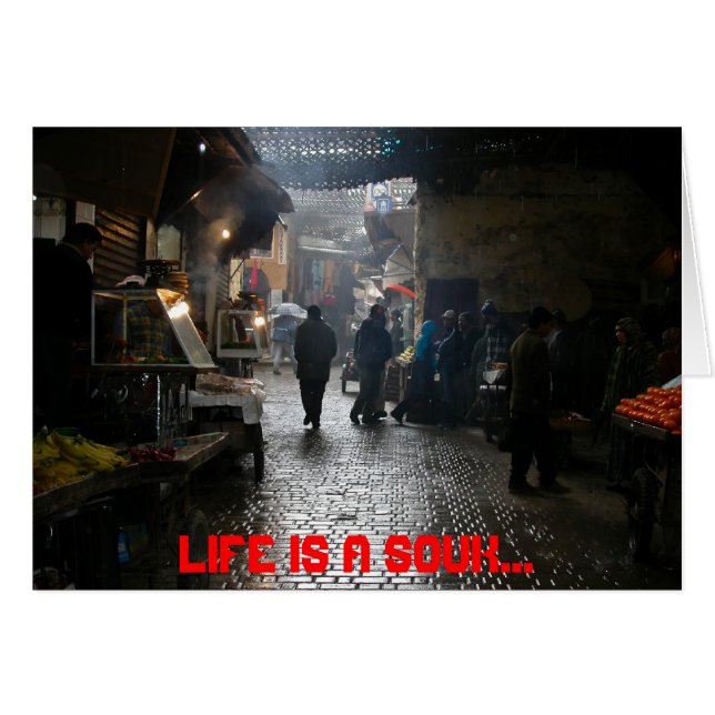 Cartão Souk de C4marraquexe em Marrocos (Frente Horizontal)