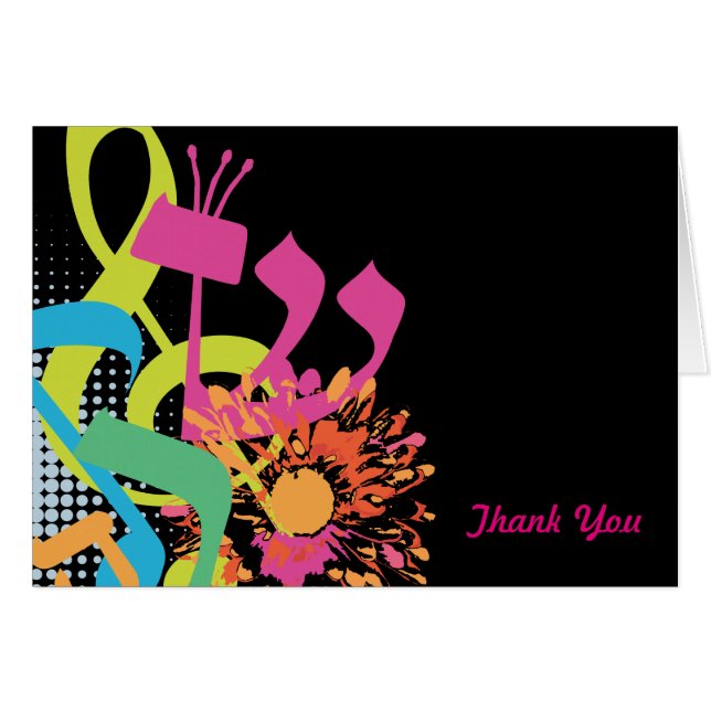 Cartão SOUNDS OF THE TORAH FLORAL Folded Thank You Card (Frente Horizontal)