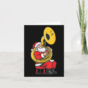 Cartão Sousaphone natalino Papais noeis Xmas Boys Wome