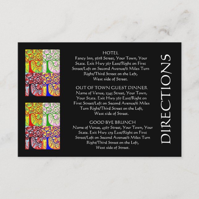 Cartão "Sout Of Town Guest DIRECTIONS" (pequeno co (Frente)