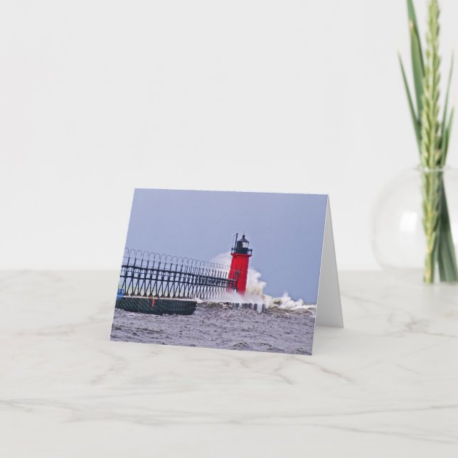 Cartão South Haven Lighthouse Mchigan Photo Note Card (Frente)