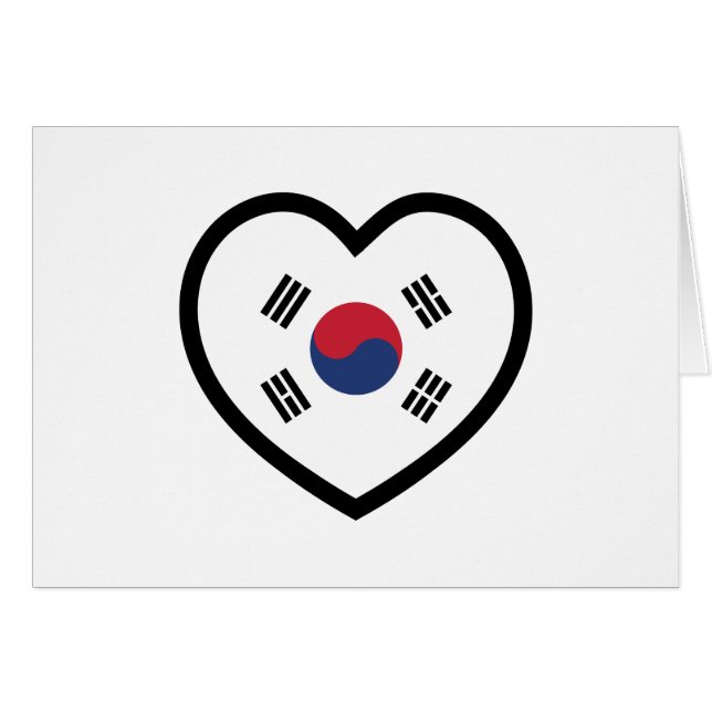Cartão South Korea Flag Heart Card (Frente Horizontal)