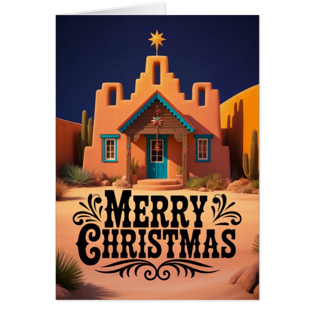 Cartão Southwest Christmas Scene Desert Night (Frente)