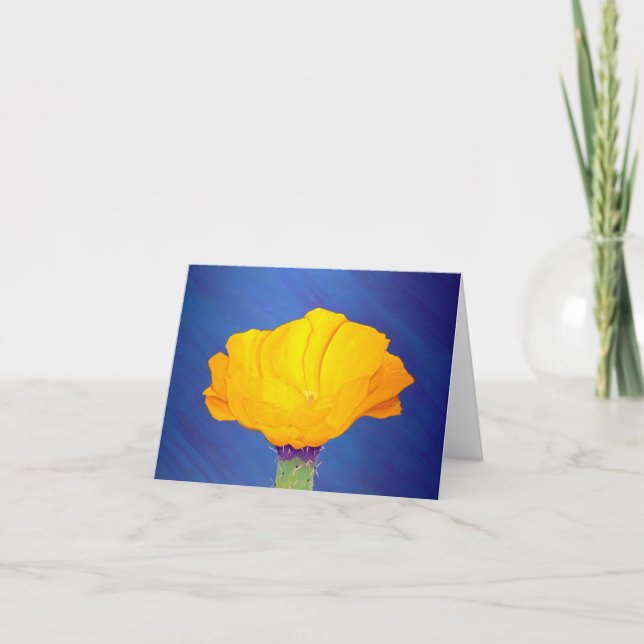 Cartão Southwestern Desert Prickly Pear Blossom Notecard (Frente)