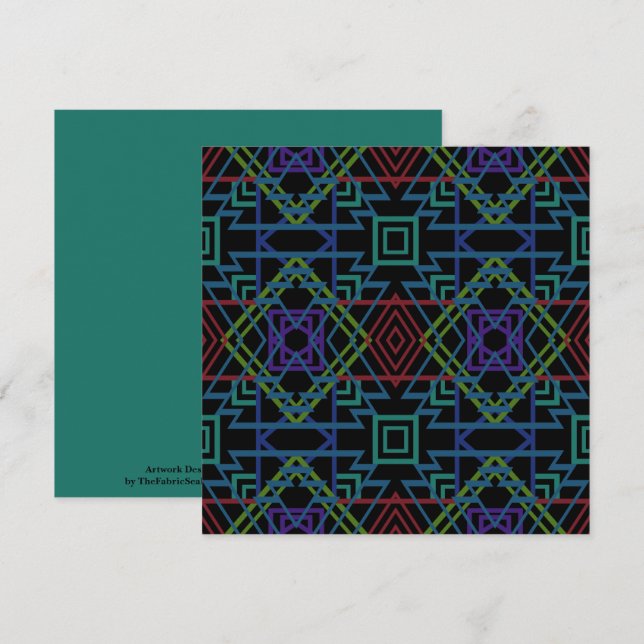 Cartão Southwestern Symmetrical Tiled Pattern Line Art (Frente/Verso)