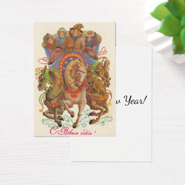 Cartão soviético com cavalaria de Ano Novo (Mesa)