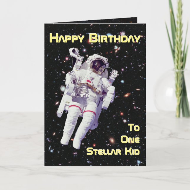 Cartão Space Astronaut Birthday (Frente)