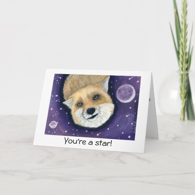 Cartão Space Fox Birthday Card (Frente)