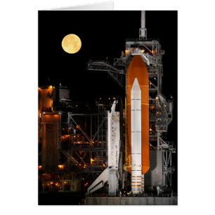 Cartão Space Shuttle Discovery and Moon