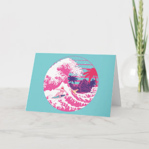 Cartão Spaceman surfing The Great pink wave