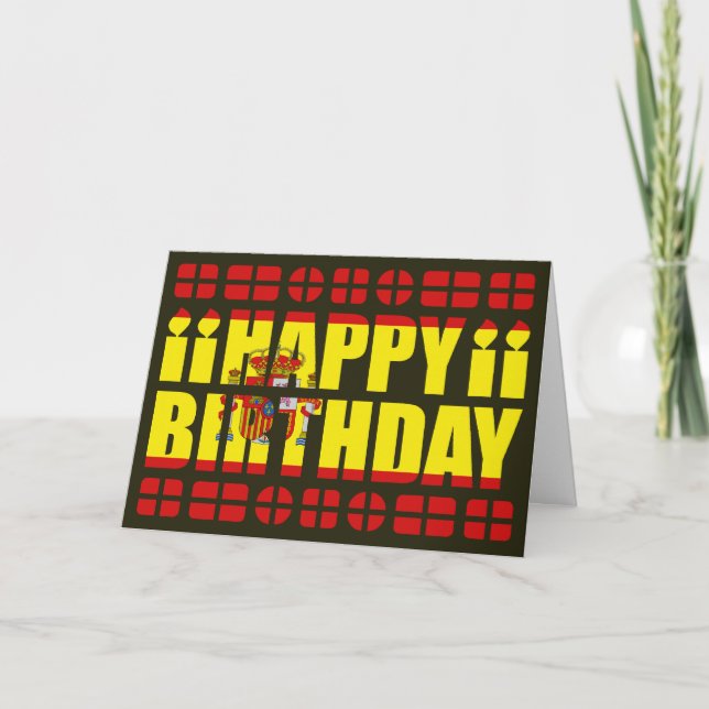 Cartão Spain Flag Birthday Card (Frente)