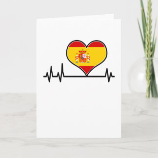 Cartão Spain Flag Heart Heartbeat EKG