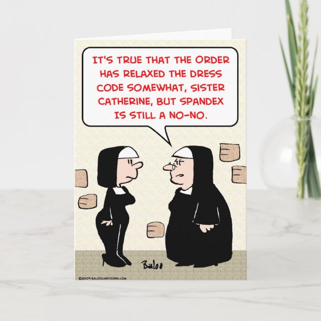 Cartão spandex nuns sem código de vestimenta (Frente)