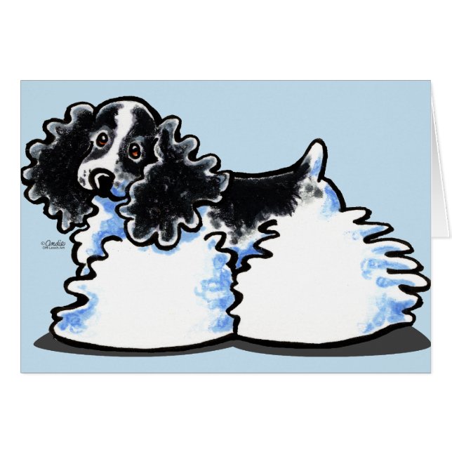 Cartão Spaniel de Particionador Branco Negro (Frente Horizontal)