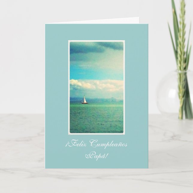 Cartão Spanish: Barco/ Aniversario pai- dad's birthday (Frente)