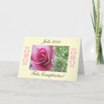 Cartão Spanish: Birthday/Cumpleaños<br><div class="desc">Foto de una rosa para los cumpleanios en Julio. "Julio 2013" "Feliz Cumpleanos!" Personalize su mensaje!  Photo of a pink rose blossom for someone with a July birthday.Personalize your message! Photography by Maria Santos (Lusinhas do Sul)</div>