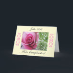 Cartão Spanish: Birthday/Cumpleaños<br><div class="desc">Foto de una rosa para los cumpleanios en Julio. "Julio 2013" "Feliz Cumpleanos!" Personalize su mensaje! Photo of a pink rose blossom for someone with a July birthday.Personalize your message! Photography by Maria Santos (Lusinhas do Sul)</div>