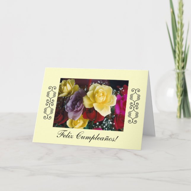 Cartão Spanish: Birthday/Cumpleaños (Frente)