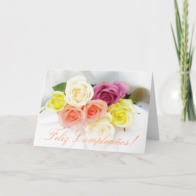 Cartão Spanish: Birthday Cumpleanos wht (Frente)