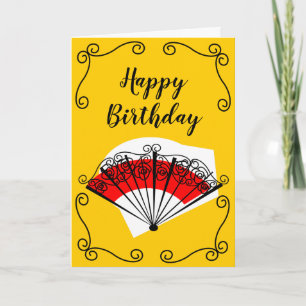 Cartão Spanish Fan Corners Birthday vertical