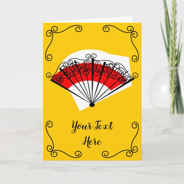 Cartão Spanish Fan Corners Text vertical greetings card (Frente)