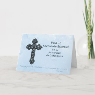 Cartão Spanish Ordination Anniversary Priest, Cross