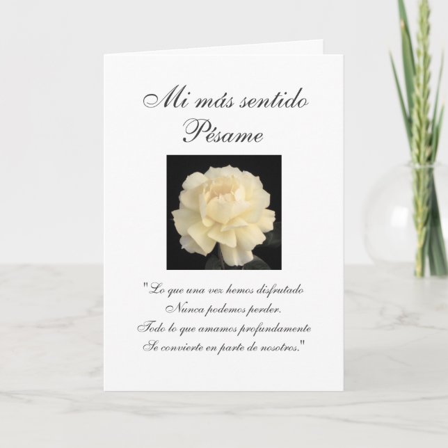 Cartão Spanish: Pesame B&W sympathy card (Frente)