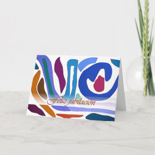 Cartão Spanish Retirement Blue Orange Abstract Art Card