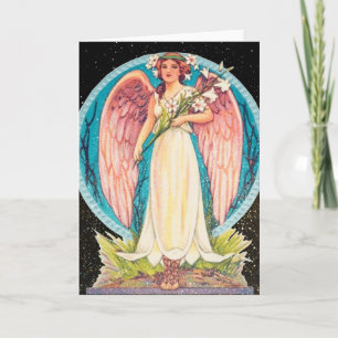 Cartão Sparkle Effect Vintage Christian Angel