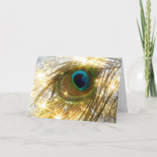 Cartão Sparkling Peacock Feather Greeting Card