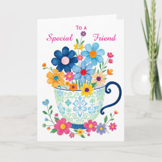 Cartão Special Friend Teacup & Flower Birthday