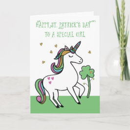 Cartão Special Girl Unicorn St. Patrick's Day Wishes