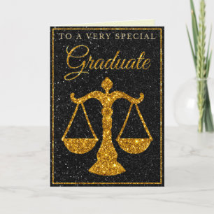 Cartão Special Graduate Gold Glitter Law Card