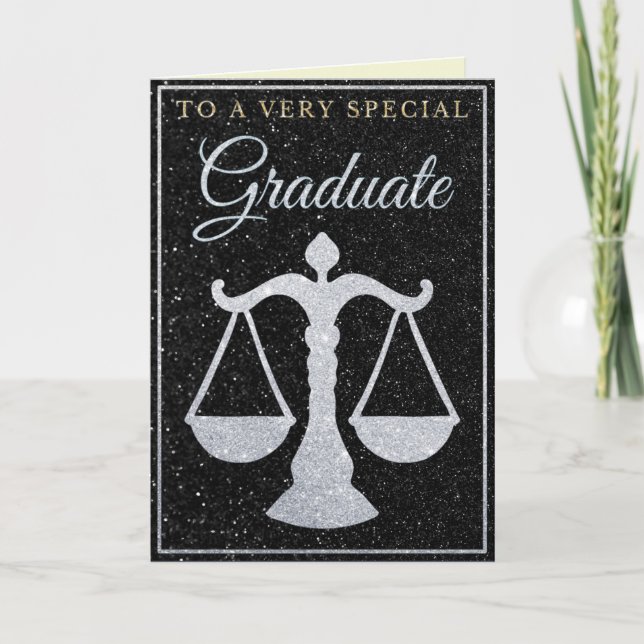 Cartão Special Graduate Silver Glitter Law Card (Frente)