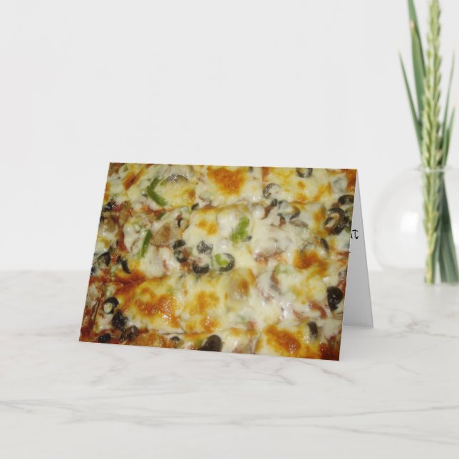 Cartão "Special with Black Olives Pizza" Birthday Card (Frente)