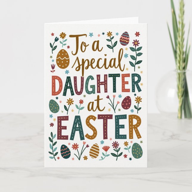Cartão Speckled Easter Egg Daughter Card (Frente)