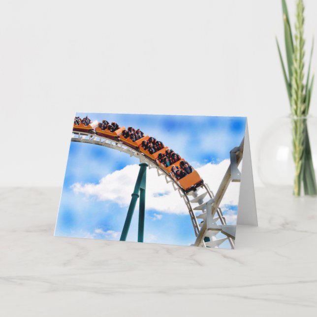 Cartão Speeding Orange Roller Coaster (Frente)