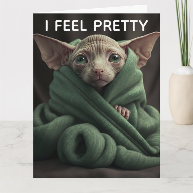 CARTÃO SPHINX CAT FUNNY BIRTHDAY GREETING CARD (Frente)