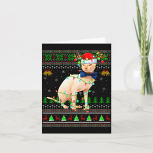 Cartão Sphynx Gato Ugly Christmas Sweaters Feriado Papai 